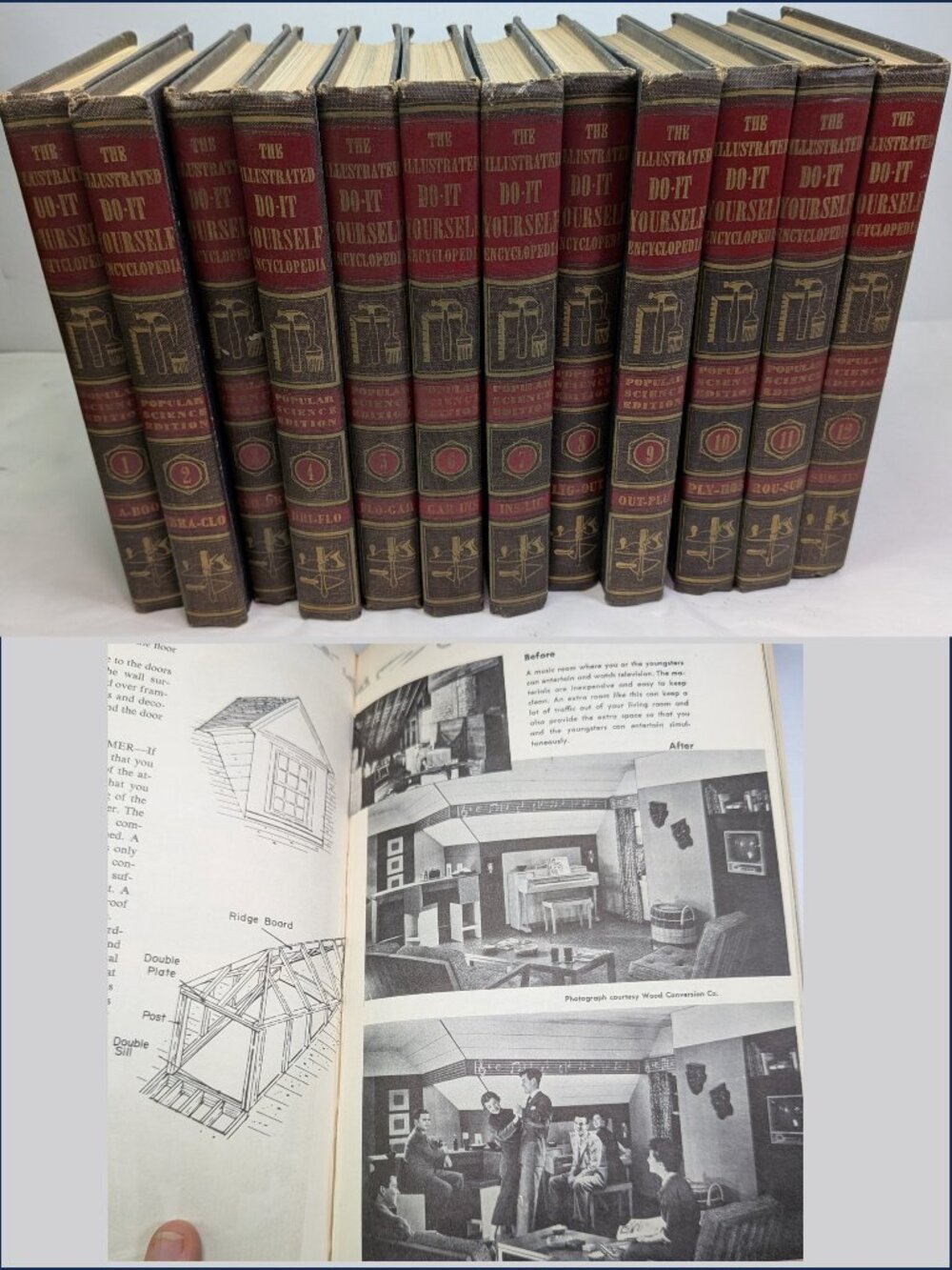12 Vol Set VTG 1956 Popular Science Do It Yourself Encyclopedia Mid Century
